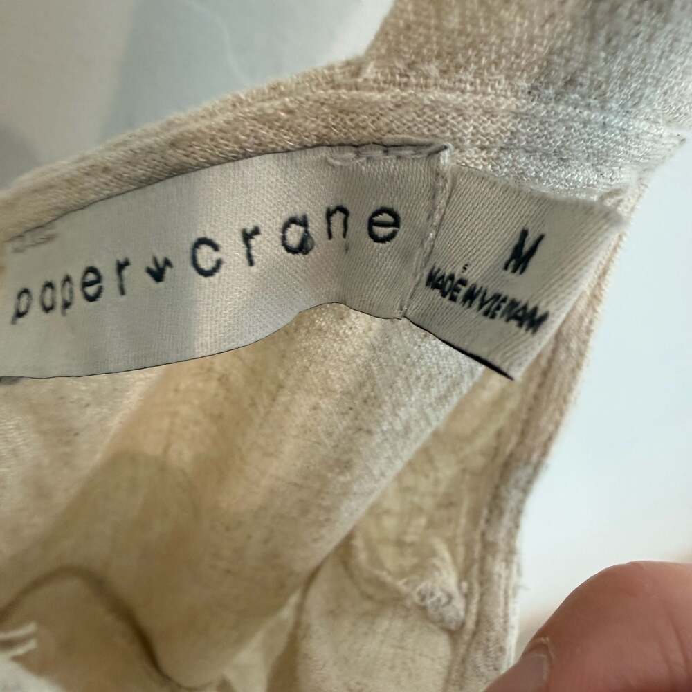 Paper Crane 100% Linen Sleeveless Button-Front Midi Dress with Waist Tie - Picture 6 of 6